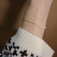 Simple Style Geometric Gold Plated Artificial Pearl Freshwater Pearl Titanium Steel Wholesale Bracelets Necklace main image 4