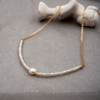 Freshwater Pearl Titanium Steel Gold Plated Simple Style Geometric Bracelets Earrings Necklace main image 4