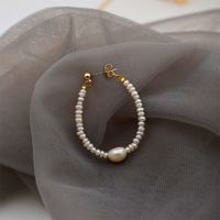 Freshwater Pearl Titanium Steel Gold Plated Simple Style Geometric Bracelets Earrings Necklace main image 2