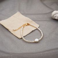 Freshwater Pearl Titanium Steel Gold Plated Simple Style Geometric Bracelets Earrings Necklace sku image 2