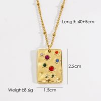 304 Stainless Steel 14K Gold Plated Retro Inlay Cross Square Oval Natural Stone Shell Zircon Pendant Necklace sku image 3