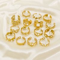 304 Stainless Steel 14K Gold Plated Basic Simple Style Plating Geometric Letter Flower Open Rings main image 5