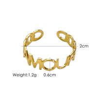 304 Stainless Steel 14K Gold Plated Basic Simple Style Plating Geometric Letter Flower Open Rings sku image 5