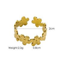 304 Stainless Steel 14K Gold Plated Basic Simple Style Plating Geometric Letter Flower Open Rings sku image 13