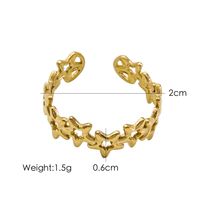 304 Stainless Steel 14K Gold Plated Basic Simple Style Plating Geometric Letter Flower Open Rings sku image 4