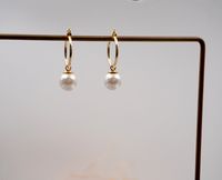 Elegant Simple Style Geometric Imitation Pearl Titanium Steel Copper Plating Earrings Necklace sku image 5