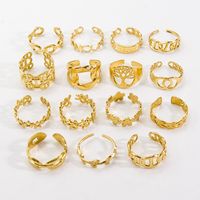 304 Stainless Steel 14K Gold Plated Basic Simple Style Plating Geometric Letter Flower Open Rings main image 3