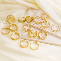 304 Stainless Steel 14K Gold Plated Basic Simple Style Plating Geometric Letter Flower Open Rings main image 2