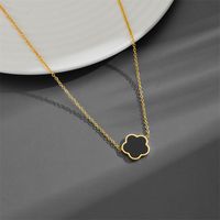 Titanium Steel 18K Gold Plated Simple Style Inlay Plant Acrylic Bracelets Necklace main image 7