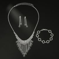 Wholesale Crystal Rhinestone Jewelry Necklace Set Bridal Wedding Two-piece Set sku image 4