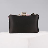 Blue Black Gold Pu Leather Flower Square Evening Bags main image 5