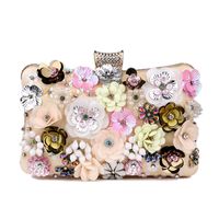 Blue Black Gold Pu Leather Flower Square Evening Bags main image 2