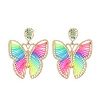 1 Pair Lady Butterfly Raffia Drop Earrings sku image 2