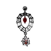 Vintage Style Streetwear Spider Web Stainless Steel Titanium Copper Epoxy Plating Inlay Artificial Gemstones Belly Ring sku image 2