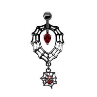 Vintage Style Streetwear Spider Web Stainless Steel Titanium Copper Epoxy Plating Inlay Artificial Gemstones Belly Ring main image 5