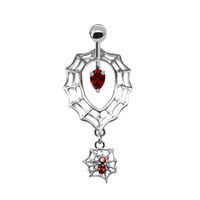 Vintage Style Streetwear Spider Web Stainless Steel Titanium Copper Epoxy Plating Inlay Artificial Gemstones Belly Ring sku image 1
