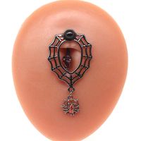 Vintage Style Streetwear Spider Web Stainless Steel Titanium Copper Epoxy Plating Inlay Artificial Gemstones Belly Ring main image 4