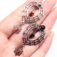 Vintage Style Streetwear Spider Web Stainless Steel Titanium Copper Epoxy Plating Inlay Artificial Gemstones Belly Ring main image 3