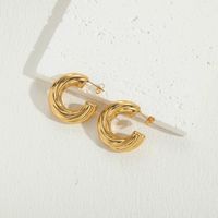 1 Pair Simple Style Classic Style C Shape Solid Color Twist Plating 304 Stainless Steel Earrings main image 6