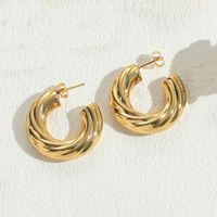 1 Pair Simple Style Classic Style C Shape Solid Color Twist Plating 304 Stainless Steel Earrings sku image 10