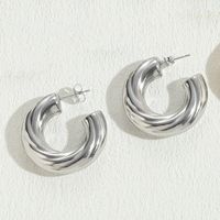 1 Pair Simple Style Classic Style C Shape Solid Color Twist Plating 304 Stainless Steel Earrings sku image 9