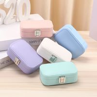 Simple Style Solid Color Coral Fleece Leather Jewelry Boxes main image 1