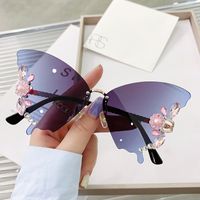 Lady Butterfly Ac Butterfly Frame Inlaid Pearls Frameless Women's Sunglasses sku image 5