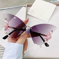 Lady Butterfly Ac Butterfly Frame Inlaid Pearls Frameless Women's Sunglasses sku image 4