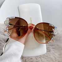 Elegant Solid Color Resin Cat Eye Diamond Full Frame Women's Sunglasses main image 5