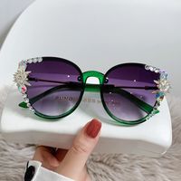 Elegant Solid Color Resin Cat Eye Diamond Full Frame Women's Sunglasses main image 3
