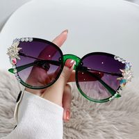 Elegant Solid Color Resin Cat Eye Diamond Full Frame Women's Sunglasses sku image 2