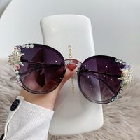 Elegant Solid Color Resin Cat Eye Diamond Full Frame Women's Sunglasses sku image 5