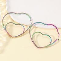 1 Pair Exaggerated Heart Shape Polishing Titanium Steel Hoop Earrings main image 2