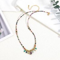 Vacation Colorful Stainless Steel Artificial Crystal Natural Stone Beaded Women's Necklace main image 5