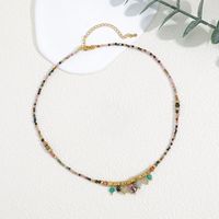 Vacation Colorful Stainless Steel Artificial Crystal Natural Stone Beaded Women's Necklace main image 4