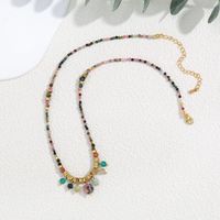 Vacation Colorful Stainless Steel Artificial Crystal Natural Stone Beaded Women's Necklace main image 2