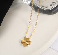 Elegant Simple Style Four Leaf Clover Titanium Steel Plating Pendant Necklace main image 6