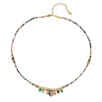 Vacation Colorful Stainless Steel Artificial Crystal Natural Stone Beaded Women's Necklace main image 3