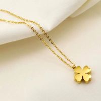 Elegant Simple Style Four Leaf Clover Titanium Steel Plating Pendant Necklace sku image 3