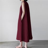 Women's Swing Dress Casual Round Neck Sleeveless Solid Color Midi Dress Daily main image 6