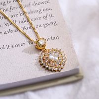 Simple Style Shiny Heart Shape Copper Plating Inlay Zircon 18k Gold Plated Pendant Necklace sku image 1