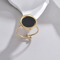 201 Stainless Steel 18K Gold Plated Wedding Asymmetrical Plating Oval Shell Open Rings main image 2