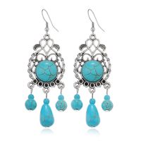 1 Pair Ethnic Style Bohemian Geometric Water Droplets Inlay Zinc Alloy Turquoise Drop Earrings main image 5