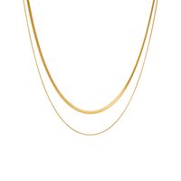 Titanium Steel 18K Gold Plated Casual Simple Style Plating Solid Color Layered Necklaces sku image 1