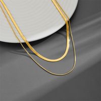 Titanium Steel 18K Gold Plated Casual Simple Style Plating Solid Color Layered Necklaces main image 1