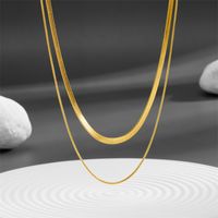 Titanium Steel 18K Gold Plated Casual Simple Style Plating Solid Color Layered Necklaces main image 4
