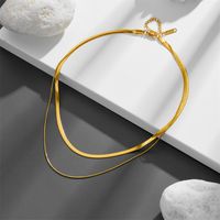 Titanium Steel 18K Gold Plated Casual Simple Style Plating Solid Color Layered Necklaces main image 2