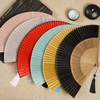 21cm Bamboo Silk Fan Wholesale Women's Archaic Folding Fan Tassel 6-inch Scenic Spot Travel Photo Fan Wholesale main image 2