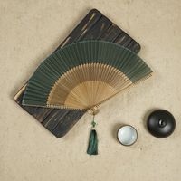 21cm Bamboo Silk Fan Wholesale Women's Archaic Folding Fan Tassel 6-inch Scenic Spot Travel Photo Fan Wholesale sku image 5