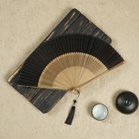 21cm Bamboo Silk Fan Wholesale Women's Archaic Folding Fan Tassel 6-inch Scenic Spot Travel Photo Fan Wholesale sku image 7